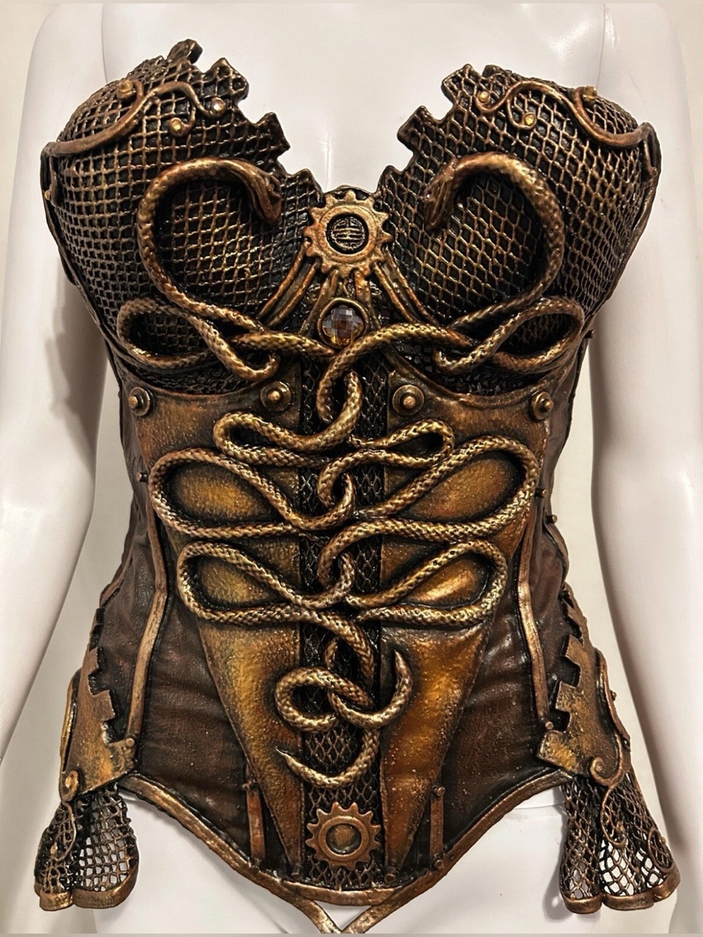 Organic Armor Sz S Steampunk Gold Bronze Snake Corset Medusa Cosplay Costume